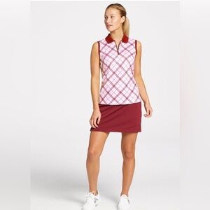 New! Lady Hagen Clubhouse Plaid Sleeveless Polo Shirt Womens Size XXL